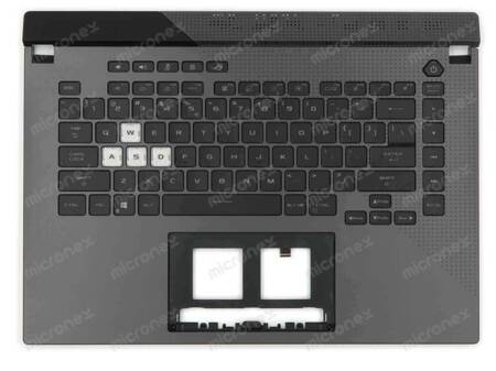 Asus ROG Strix G15 G513IR Palmrest Keyboard LED RGB 4 ZONE US-International gray with black finish