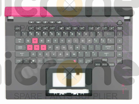 Asus ROG Strix G15 G513QR Palmrest Keyboard LED RGB 4 ZONE US-International gray with pink finish