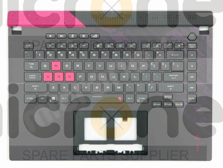 Asus ROG Strix G15 G513QM Palmrest Keyboard LED RGB 4 ZONE US-International gray with pink finish